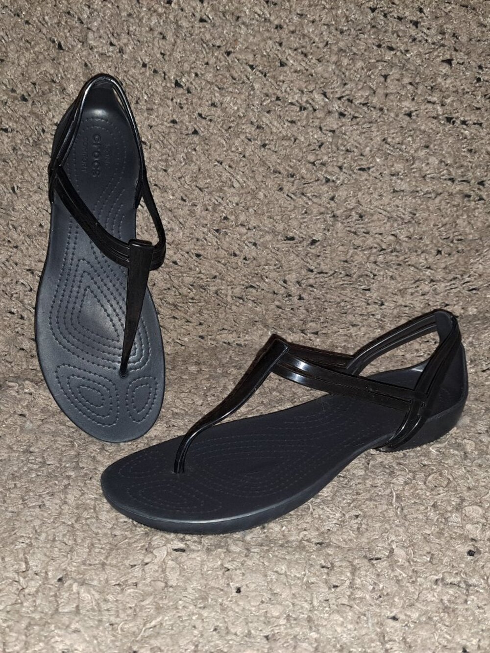 CROCS-Isabella Sandals Black T Strap Jelly Thong Slingback-Sz 8-NEW/NO TAGS